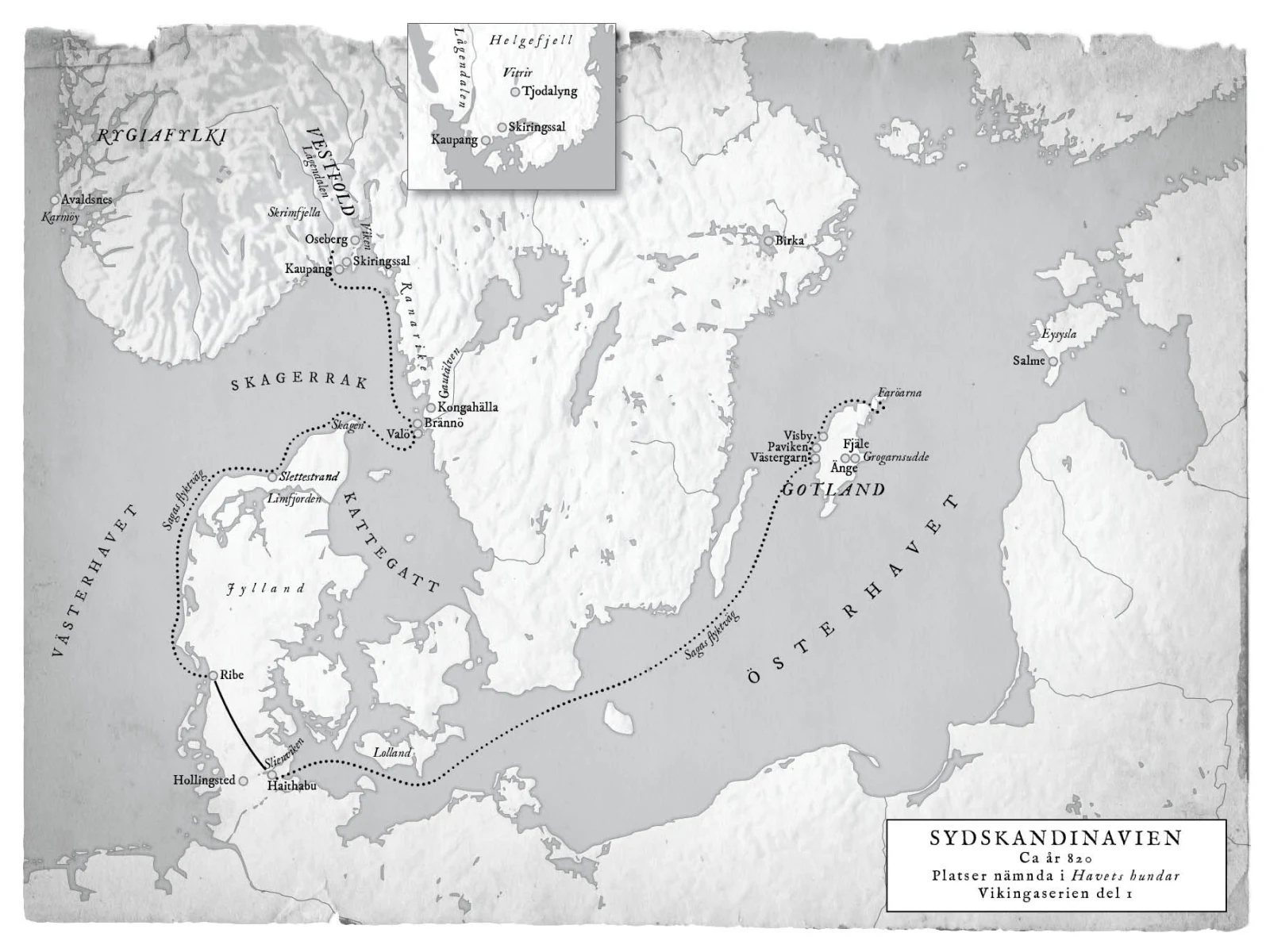Karta över Saga och havshundarnas färd i Havets Hundar